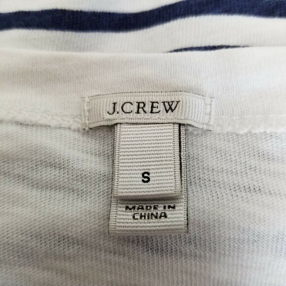 J Crew S Shirt Knit Top Blue White Engineer Stripe Nautical Boat Neck Popover - Picture 3 of 3
